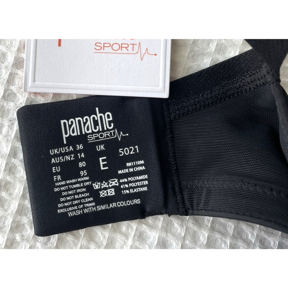 NWT Panache Size 36E Power Wired Sports Bra Style 5021 Underwire Black - Picture 6 of 6